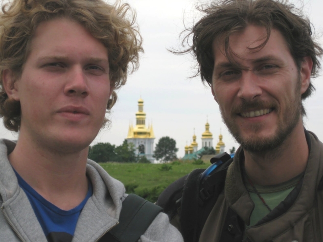 Mihai in Ukraine with Dutch guy friend Romanian men riders romanians
